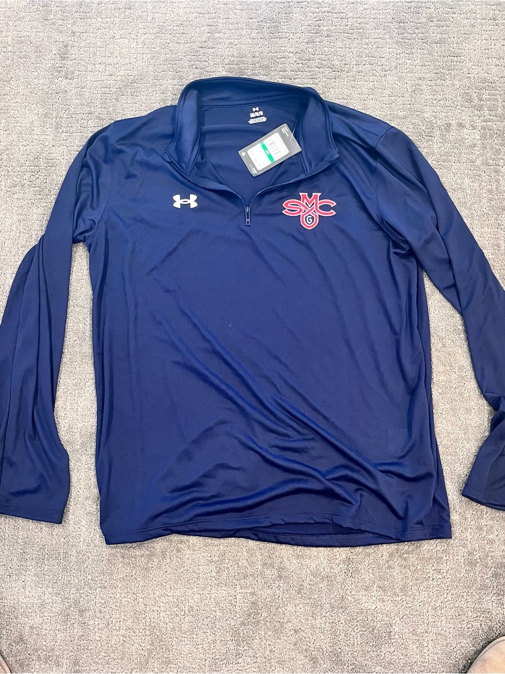 Under Armour Navy Blue Quarter-Zip Pullover with SMC Logo